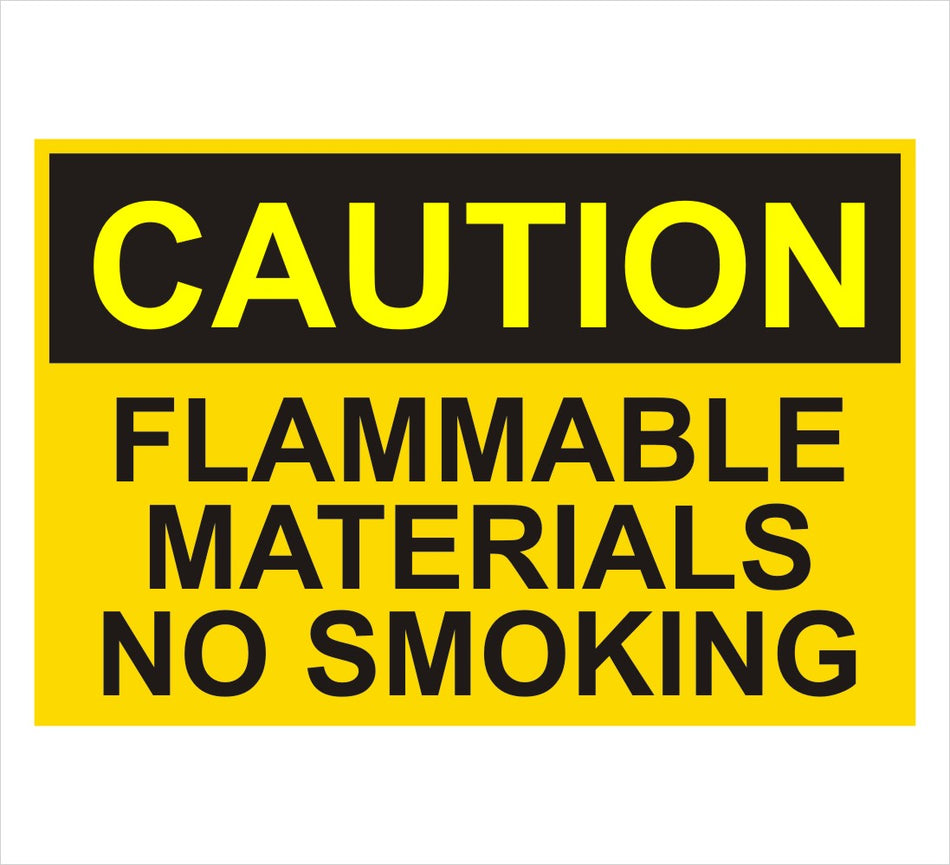 Caution Flammable Materials No Smoking Decal