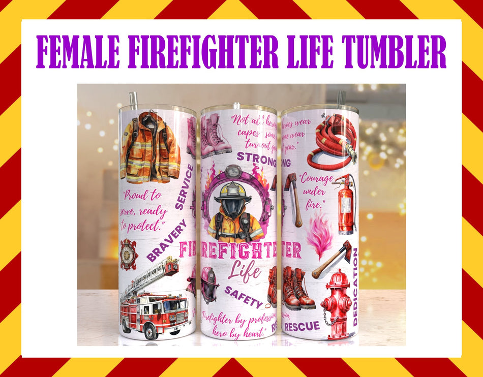 Stainless Steel Cup - Female Girl Firefighter Life Design Hot/Cold Cup