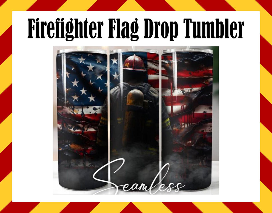 Stainless Steel Cup - Firefighter Flag Drop Design Hot/Cold Cup