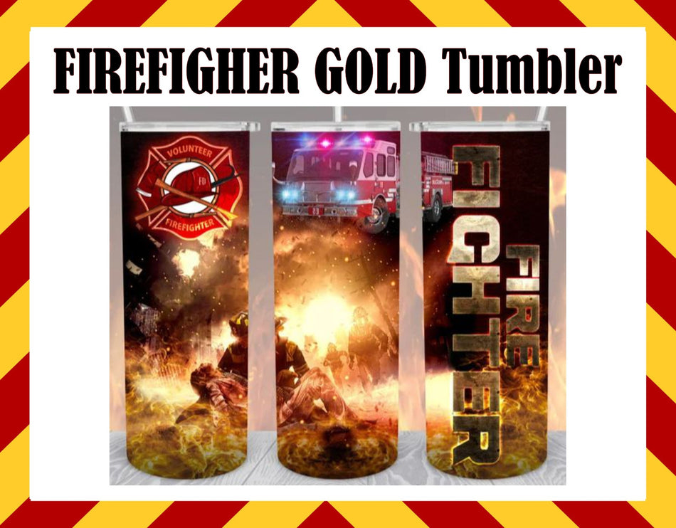 Stainless Steel Cup - Firefighter Gold Style Design Hot/Cold Cup