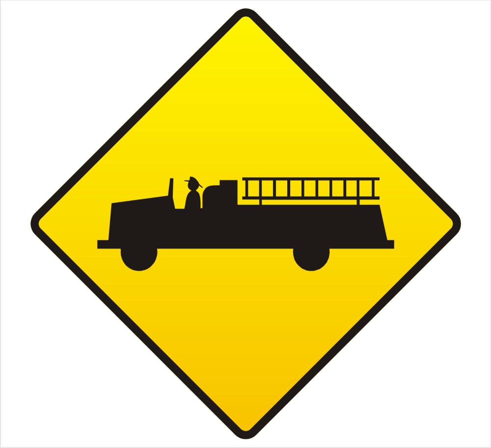 Fire Truck Crossing Road Sign Decal