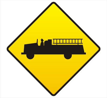 Fire Truck Crossing Road Sign Decal