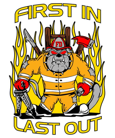 First Out Sticker First In Last Out Bulldog Customer Decal – Powercall Sirens LLC