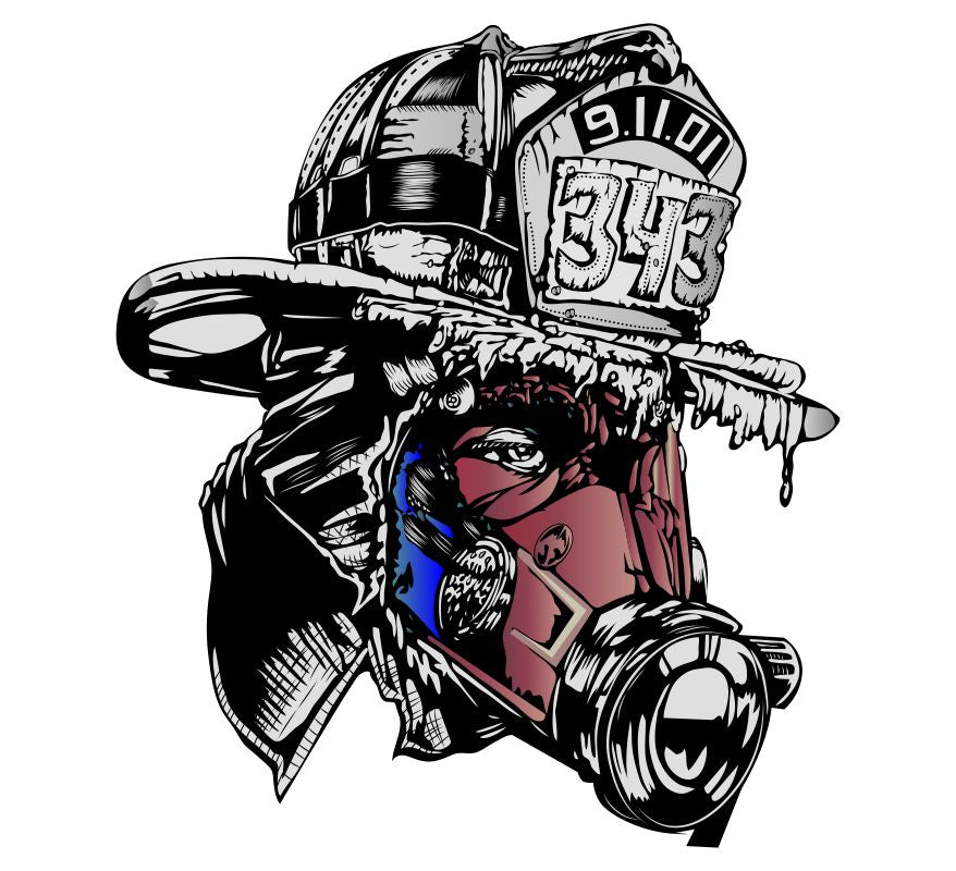 Flashover 343 Firefighter Mask Custom Decal