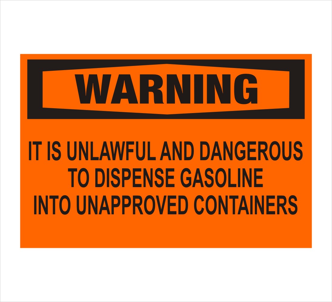 Gasoline Container Warning Decal
