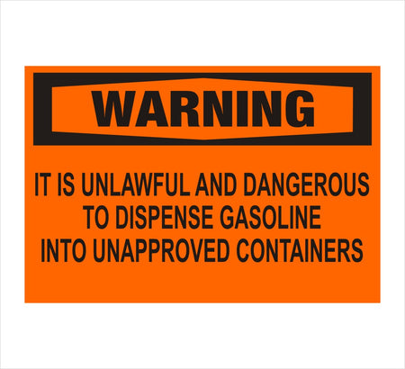 Gasoline Container Warning Decal