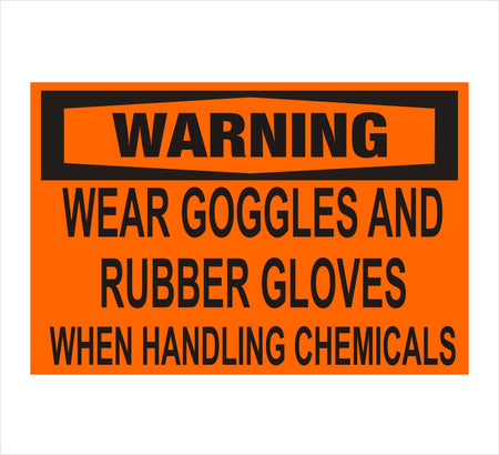 Goggle and Rubber Gloves Warning Decal