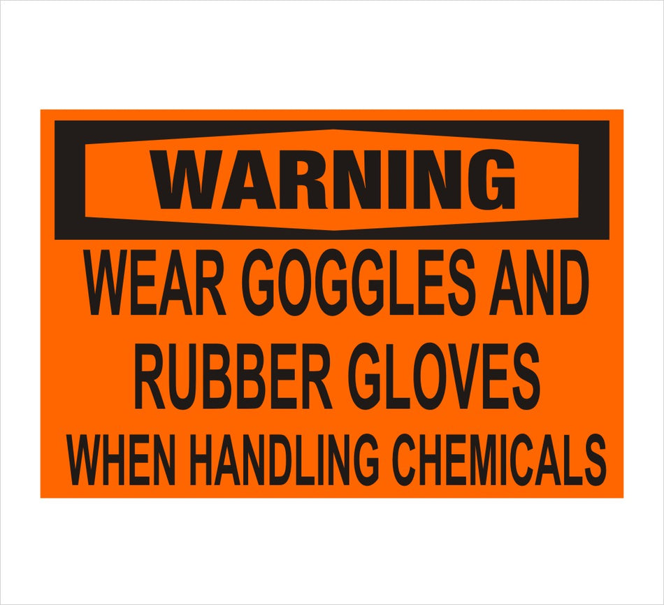 Goggle and Rubber Gloves Warning Decal