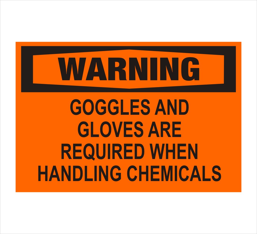 Goggle and Rubber Gloves Required Warning Decal