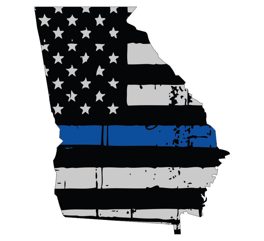 Georgia Tattered Flag Blue Line Decal