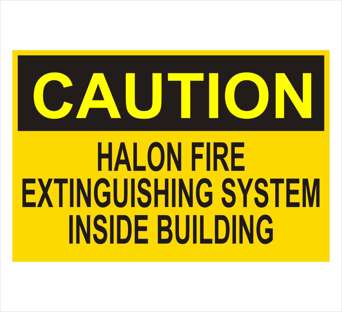 Caution Halon Fire Extinguishing System Decal