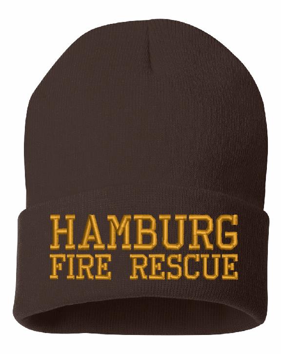 Hamburg Brown Cuff Embroidered Winter Hat - Powercall Sirens LLC