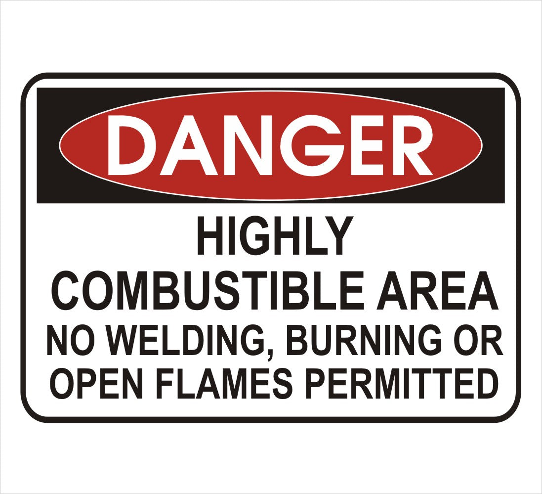 Highly Combustible Area Danger Decal