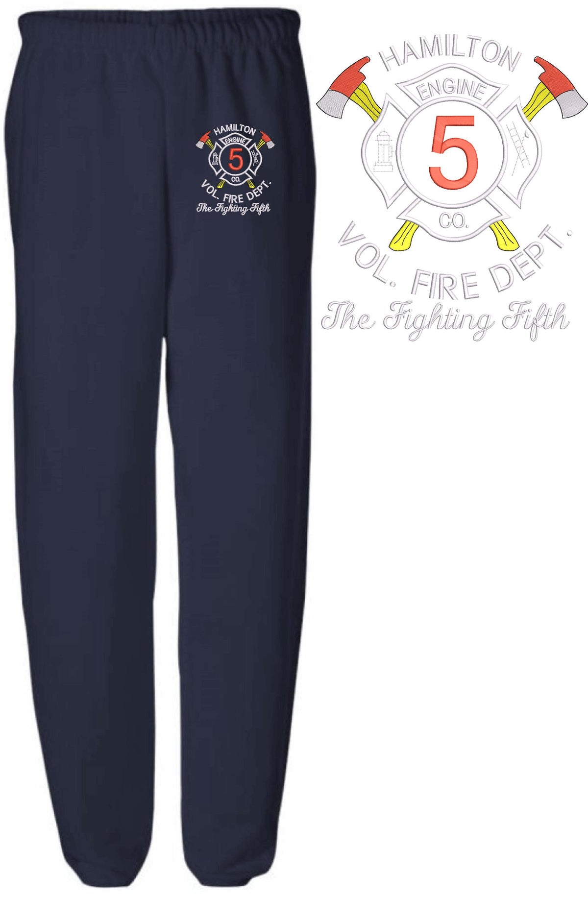 Hamilton Vol. Fire Dept Embroidered Sweatpants - Powercall Sirens LLC
