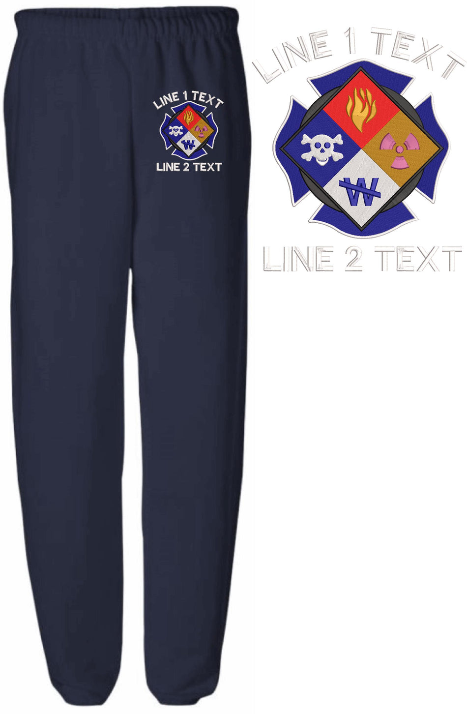 Hazmat Maltese Cross Embroidered Sweatpants - Powercall Sirens LLC