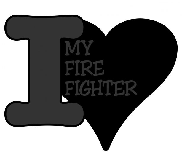 Love My Firefighter Heart Blacklite Reflective Decal - Powercall Sirens LLC
