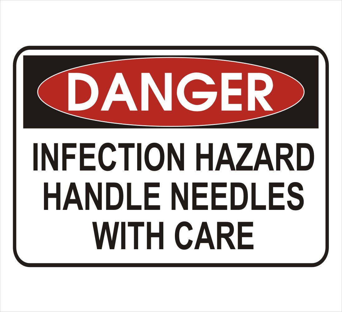 Infection Hazard, Handle Needles with Care Danger Decal