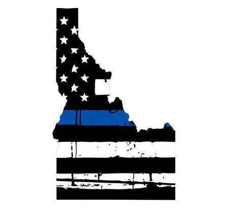 Idaho Tattered Flag Blue Line Decal