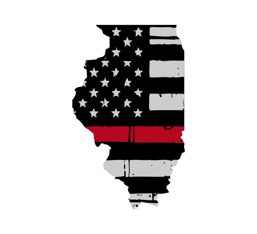 Illinois Tattered Flag Red Line Decal