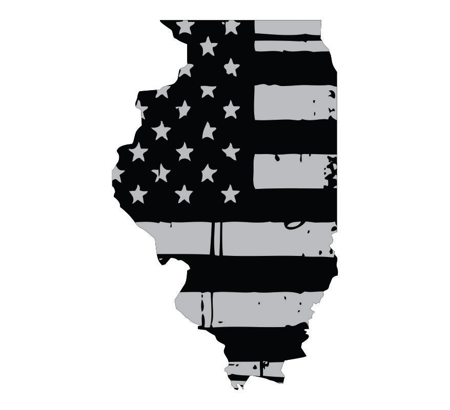 Illinois Black / Sliver Flag Decal