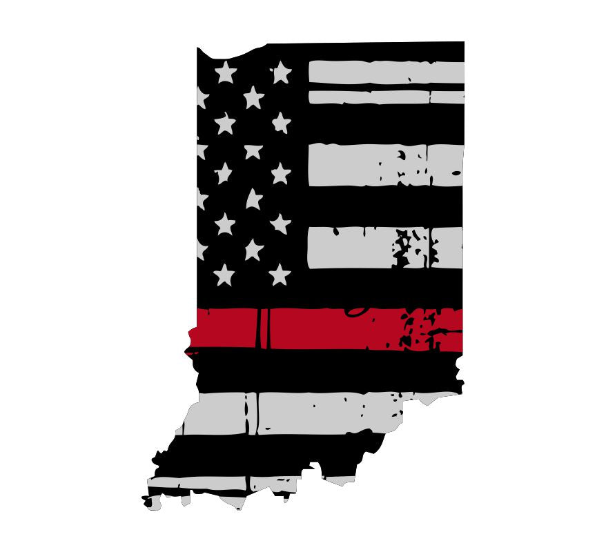 Indiana Tattered Flag Red Line Decal