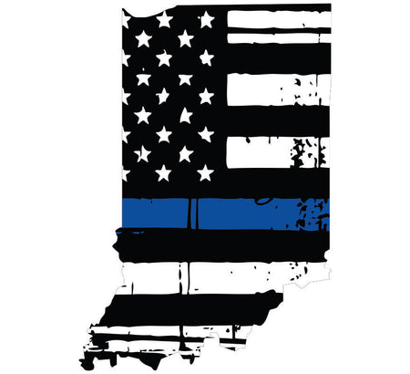 Indiana Tattered Flag Blue Line Decal