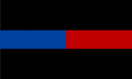 Thin Blue Line Half Blue Half Red Exterior REFLECTIVE window Decal 3"x5" - Powercall Sirens LLC