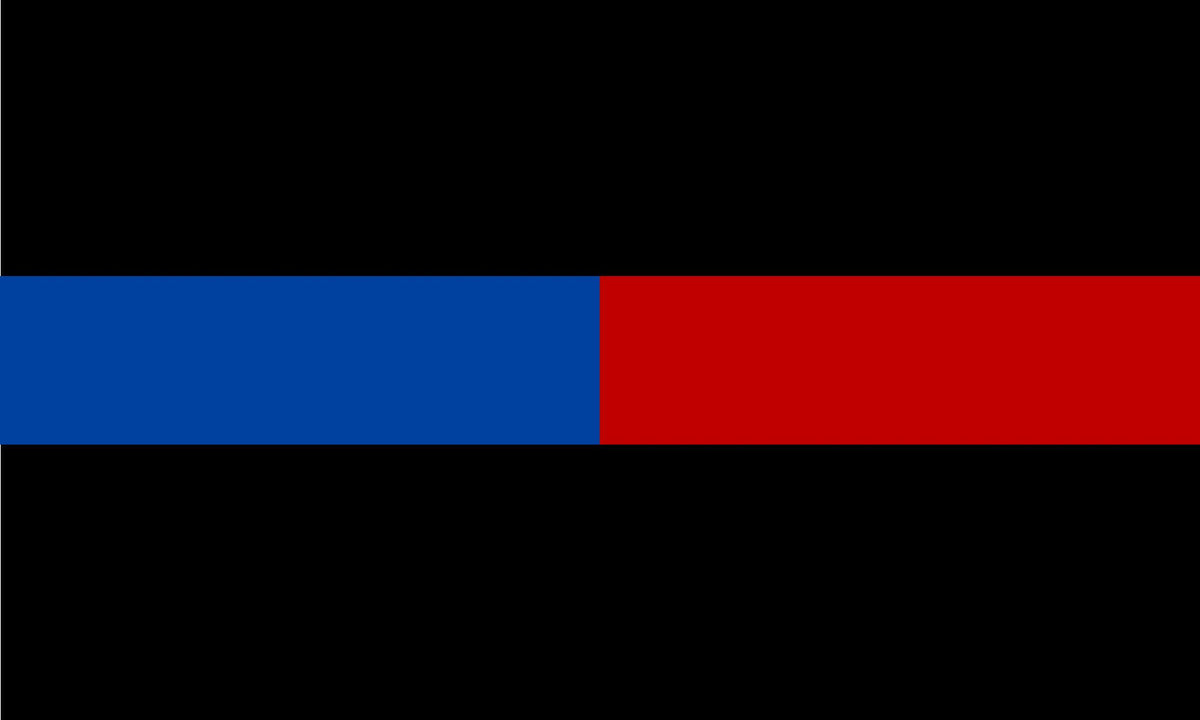 Thin Blue Line Half Blue Half Red Exterior REFLECTIVE window Decal 1"x1.5" - Powercall Sirens LLC