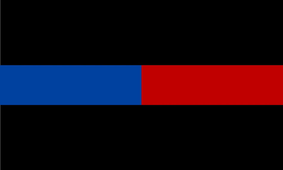 Thin Blue Line Half Blue Half Red Exterior REFLECTIVE window Decal 1"x1.5" - Powercall Sirens LLC