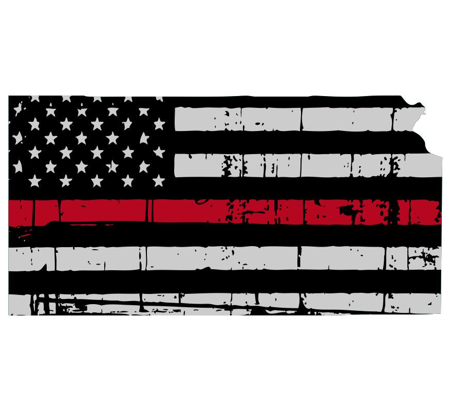 Kansas Tattered Flag Red Line Decal