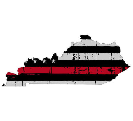 Kentucky Tattered Flag Red Line Decal