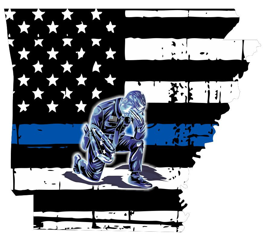 Arkansas Blue Thin Line Kneeling Police Officer Decal
