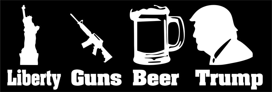 Liberty Guns Beer Trump LGBT Bumper Sticker 8.7" x 3" - Powercall Sirens LLC