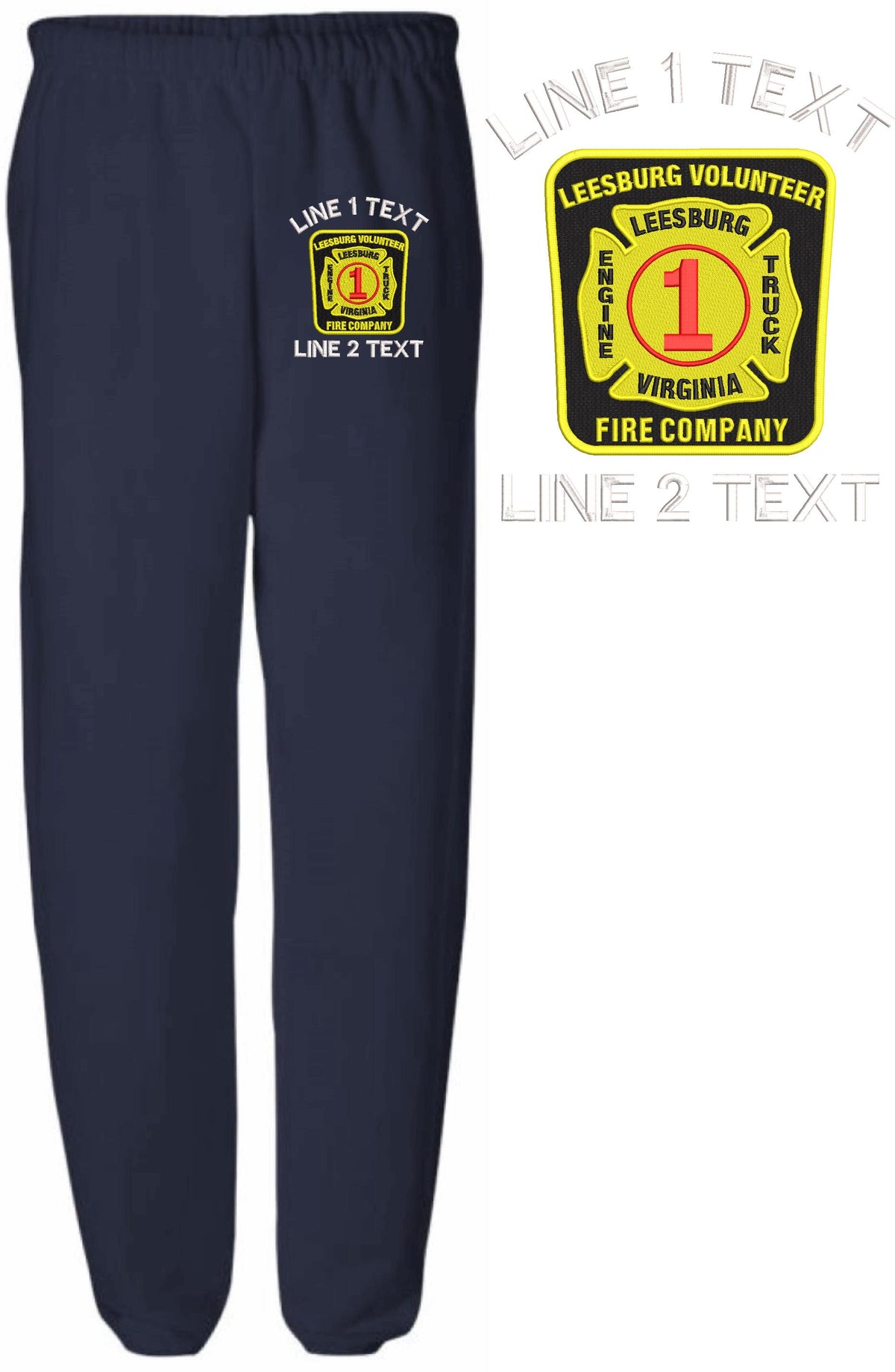 Leesburg Vol. Fire Embroidered Sweatpants - Powercall Sirens LLC