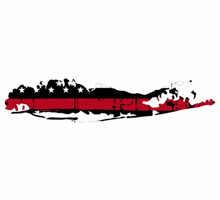 Tattered Thin Red Line Long Island NY Decal