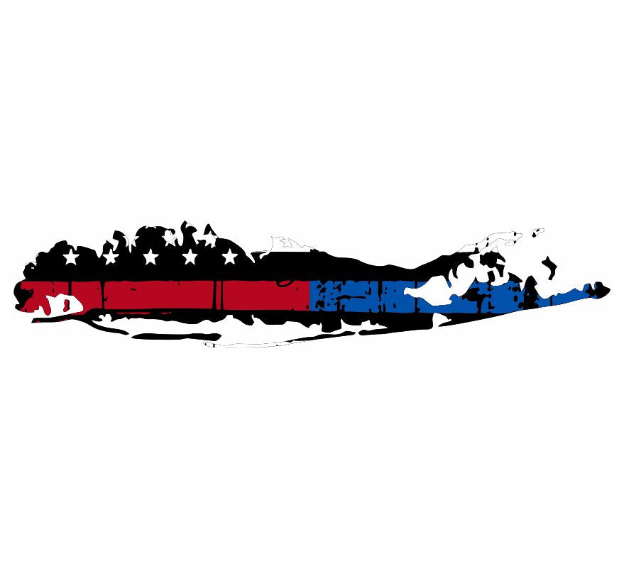 Tattered Blue/Red Line Long Island NY Decal