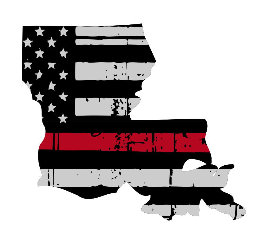Louisiana Tattered Flag Red Line Decal