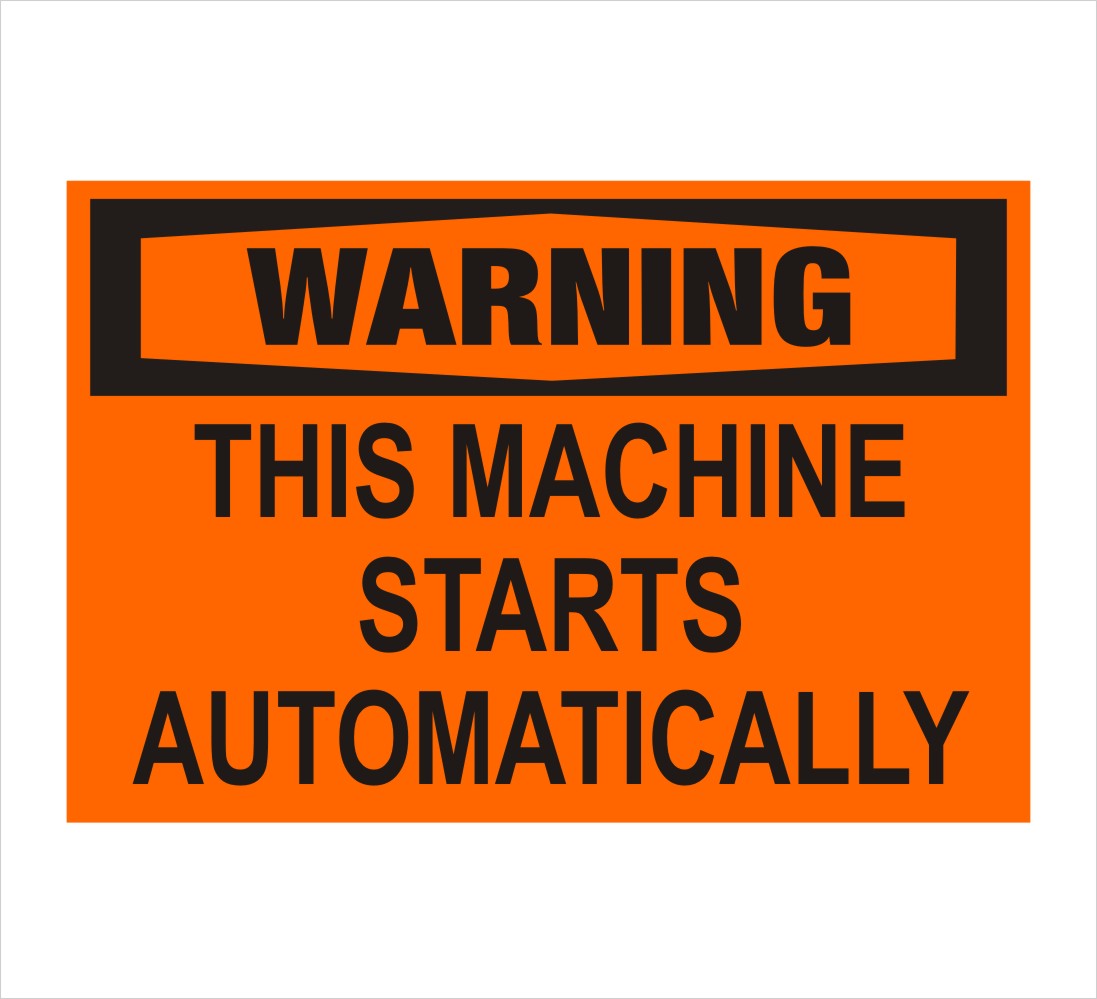 Machine Starts Automatically Warning Decal