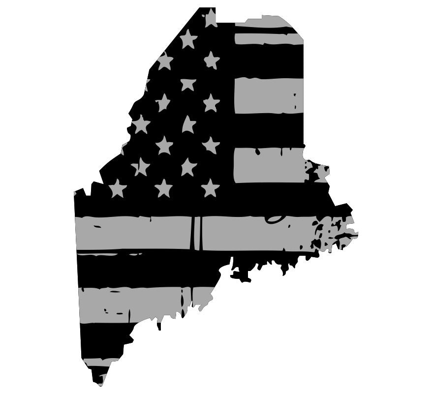 Maine Black / Sliver Flag Decal