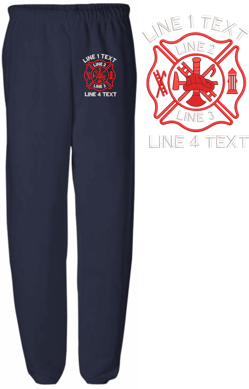 Basic Maltese Cross Embroidered Sweatpants - Powercall Sirens LLC