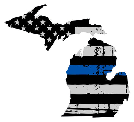 Michigan Blue Tattered Flag Window Decal