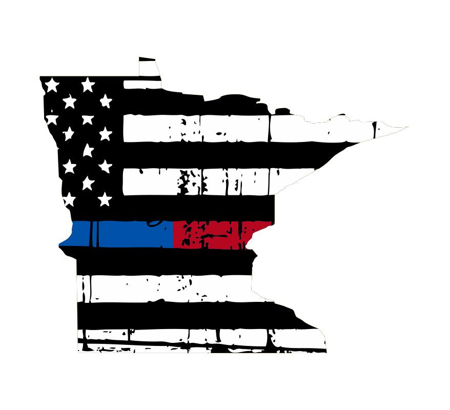 Minnesota Tattered Flag Blue/Red Line Decal