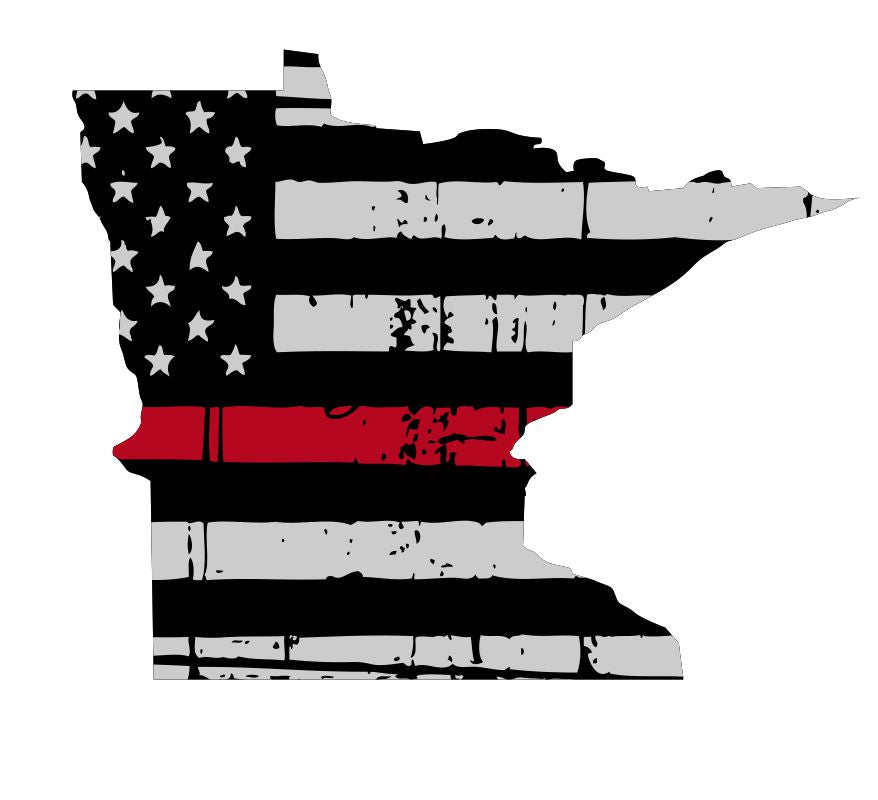 Minnesota Tattered Flag Red Line Decal