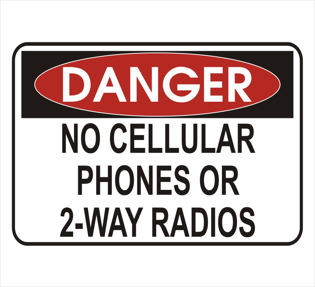 No Cellular Phones Danger Decal