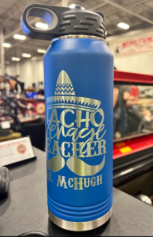 Nacho Teach with Custom Name Engraved 32oz. Water Bottle - Powercall Sirens LLC