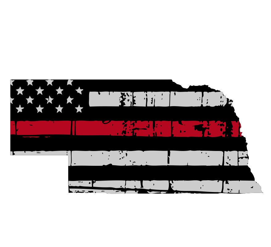 Nebraska Tattered Flag Red Line Decal