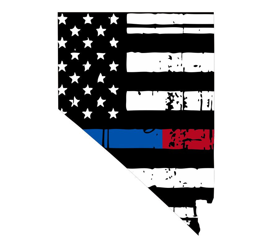 Nevada Tattered Flag Blue/Red Line Decal