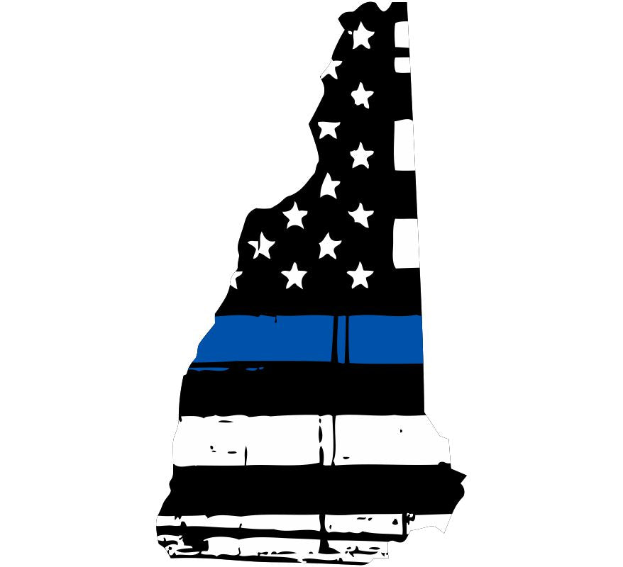 New Hampshire Tattered Flag Blue Line Decal