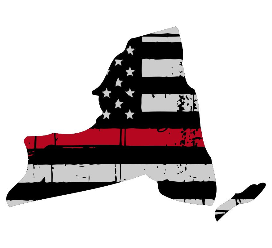 New York Tattered Flag Red Line Decal