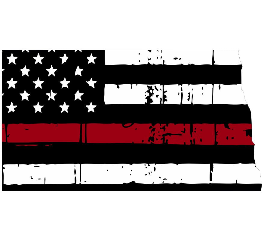 North Dakota Tattered Flag Red Line Decal